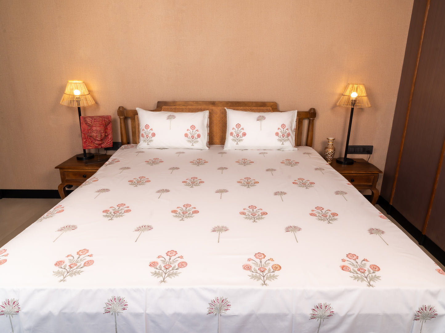 Hand Block Print Percale Cotton Double Bedsheet