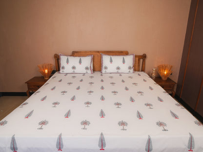 Hand Block Print Percale Cotton Double Bedsheet