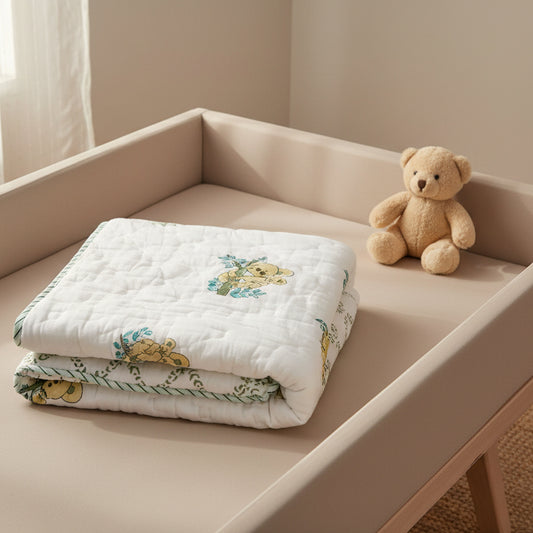 Hand Block Print Baby Quilt