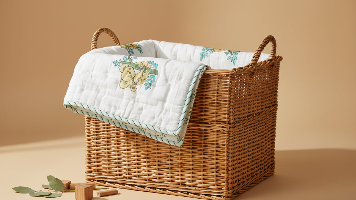 Hand Block Print Baby Quilt