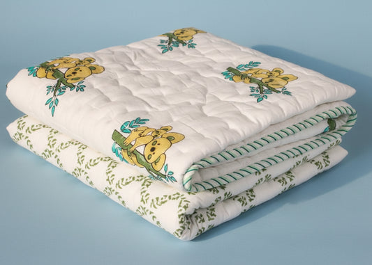 Hand Block Print Baby Quilt