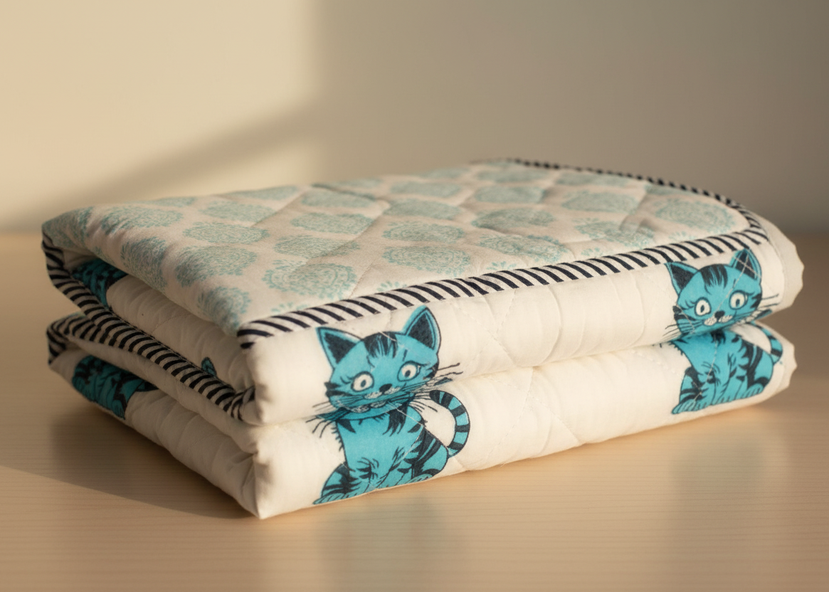 Hand Block Print Baby Quilt