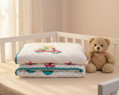 Hand Block Print Baby Quilt