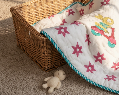 Hand Block Print Baby Quilt