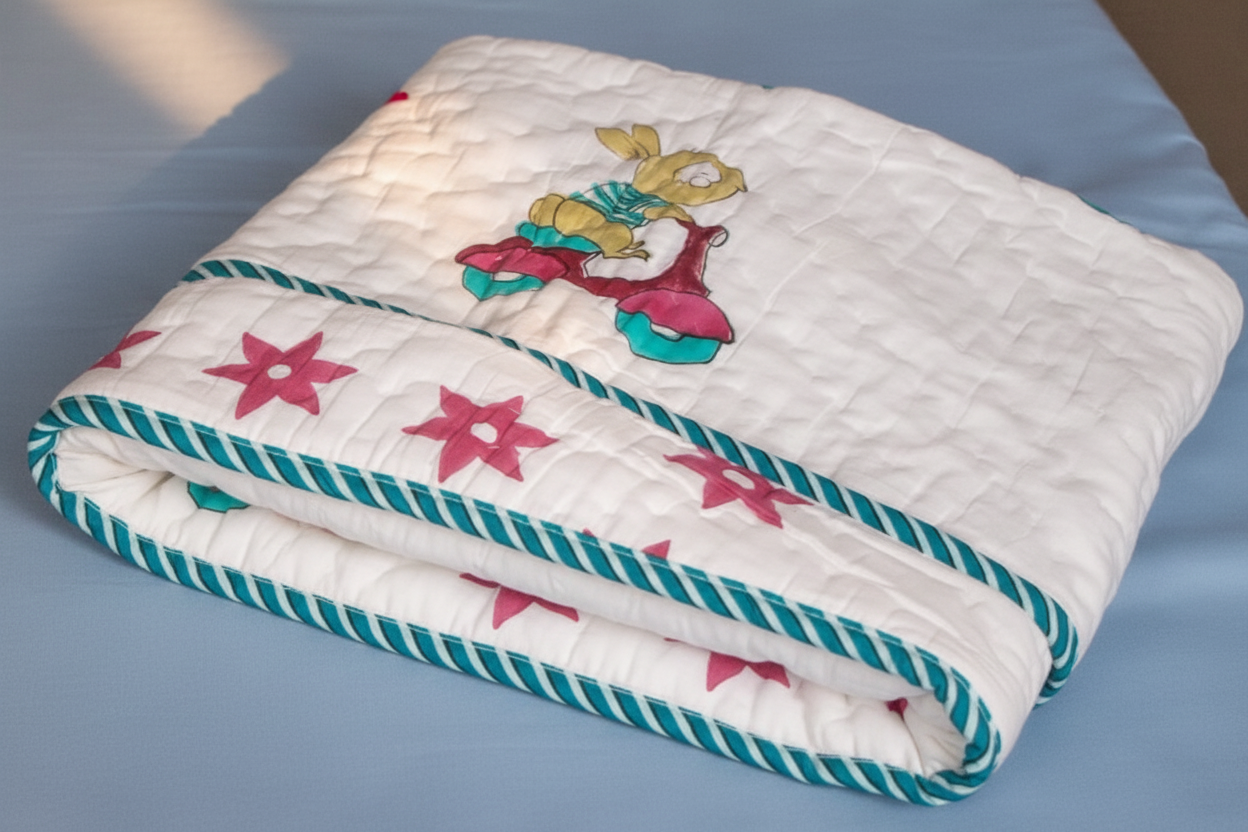 Hand Block Print Baby Quilt