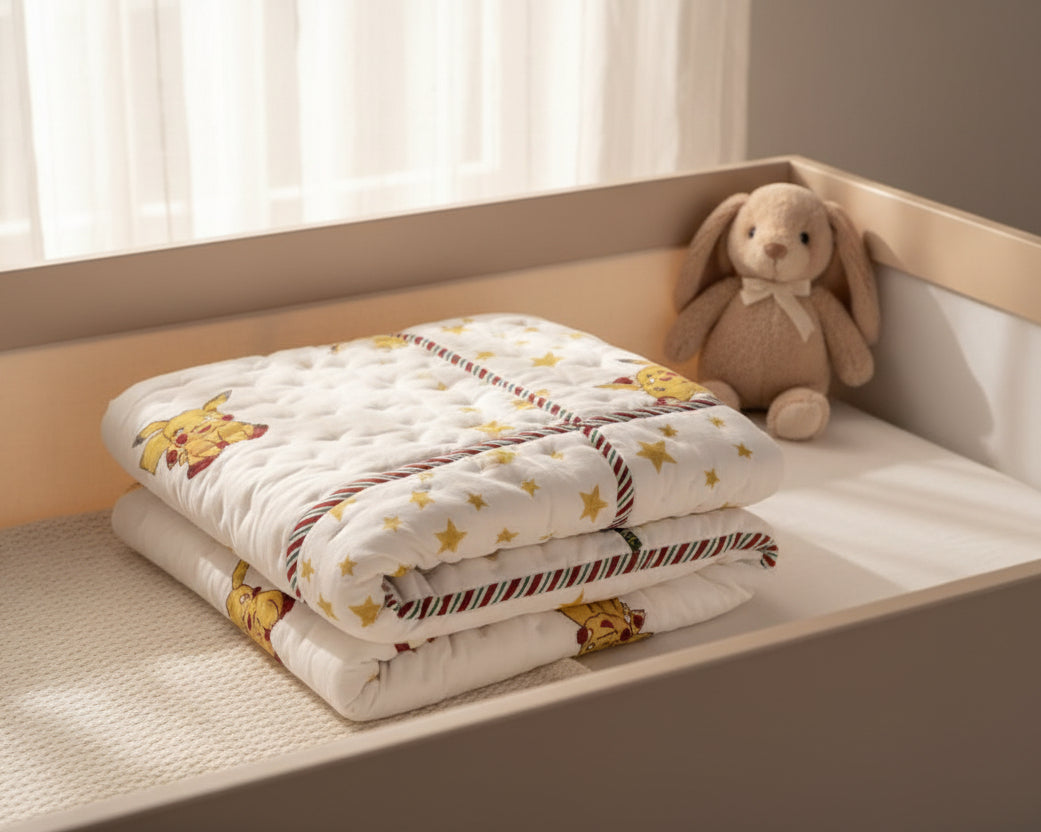 Hand Block Print Baby Quilt