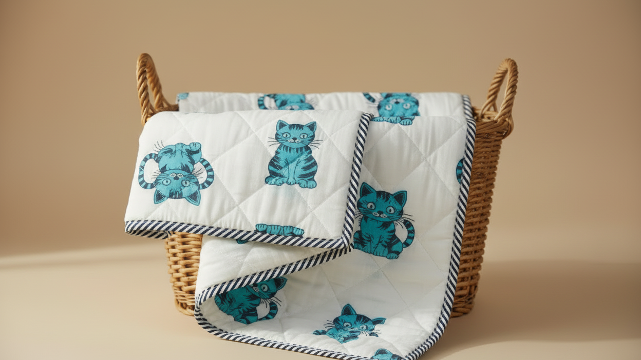 Hand Block Print Baby Quilt