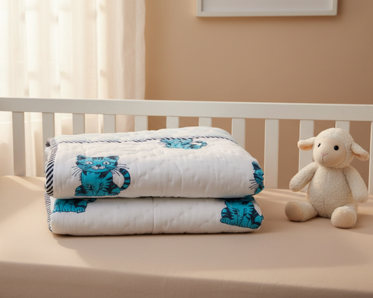 Hand Block Print Baby Quilt