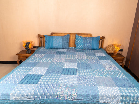 Kantha - Bagru Block Print Double Bedsheet