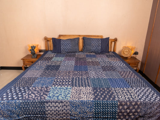 Kantha - Bagru Block Print Double Bedsheet