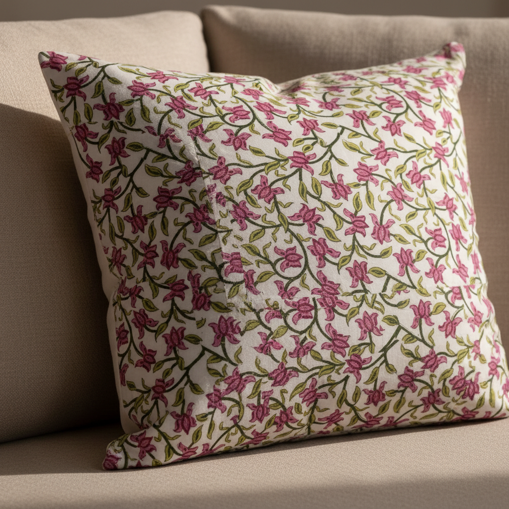 Close-up of Phoolwari Jaipur Block Print showcasing intricate handcrafted detailing.