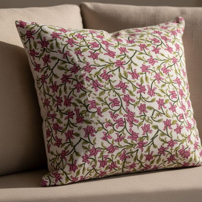 Close-up of Phoolwari Jaipur Block Print showcasing intricate handcrafted detailing.