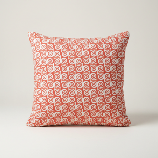 Reverse side of Rang Chowk cushion cover featuring coordinated Jaipur block print design.