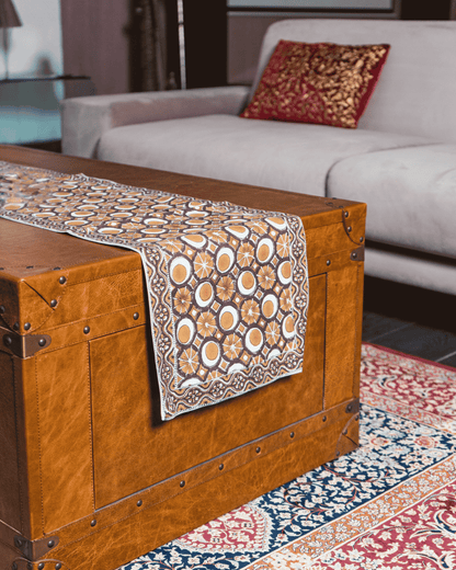 Close-up of Mulberry Mosaic Jaipur Block Print showcasing intricate handcrafted detailing.