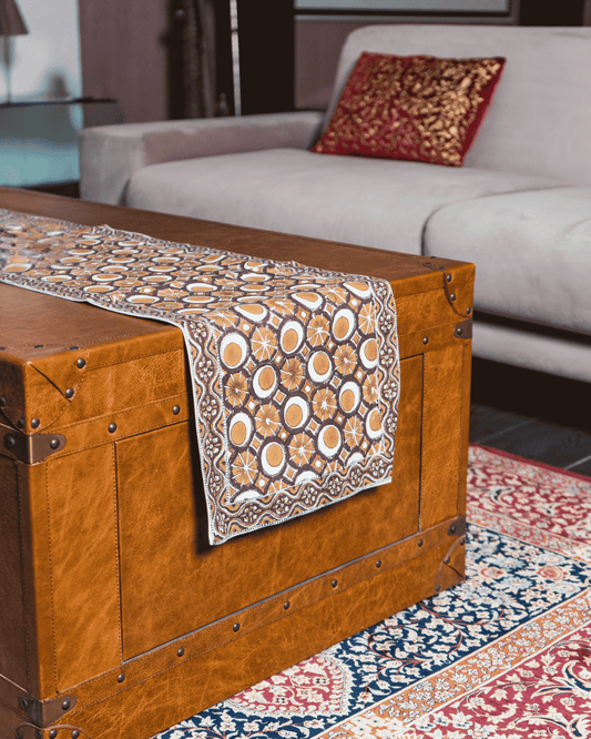 Close-up of Mulberry Mosaic Jaipur Block Print showcasing intricate handcrafted detailing.