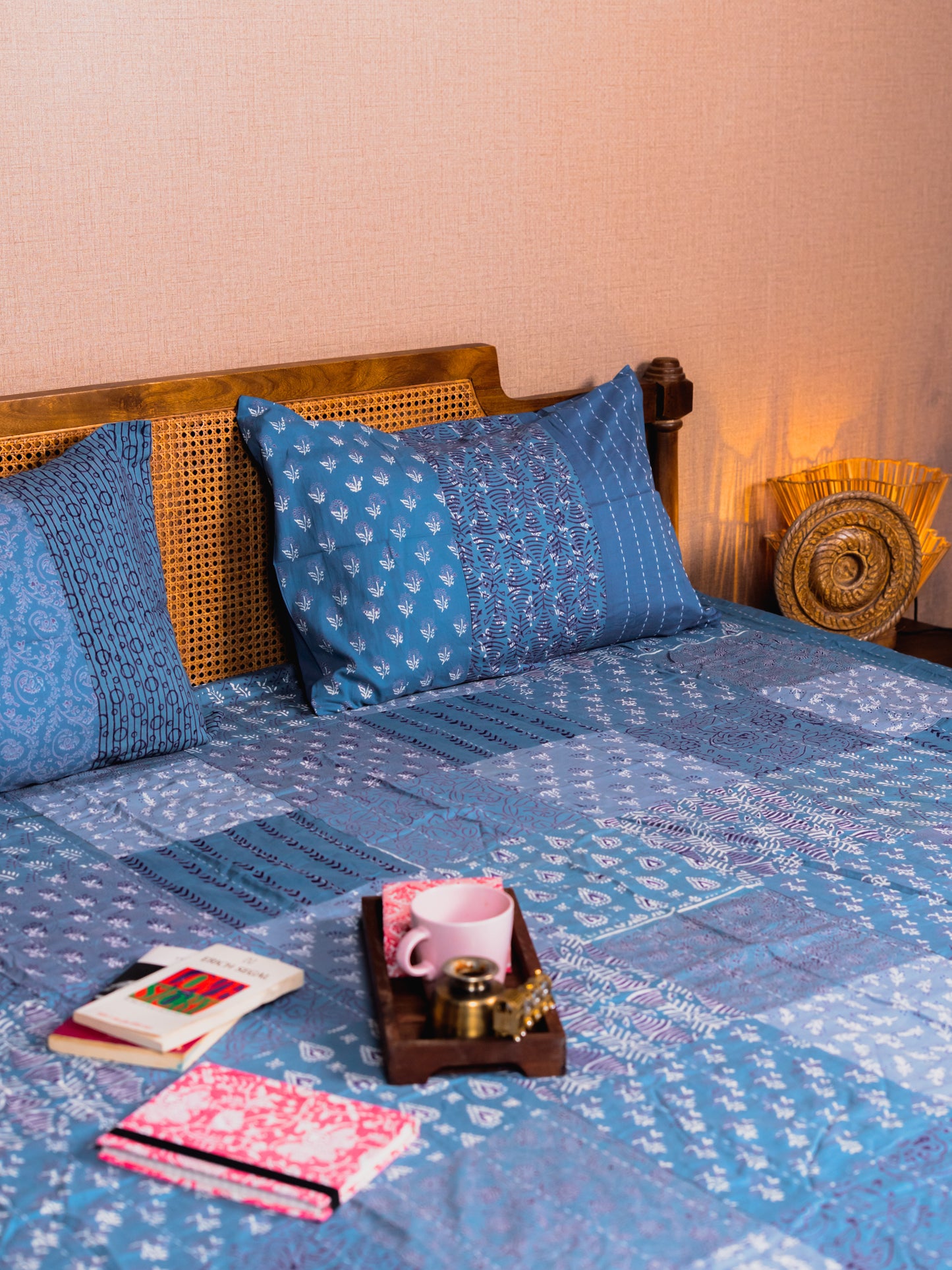 Kantha - Bagru Block Print Double Bedsheet